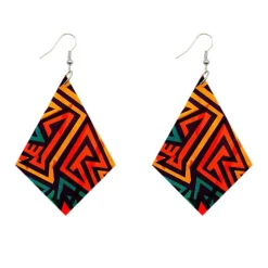 Oorbellen met Afrikaanse print | Ruitvormig - Shapes
