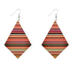Oorbellen met Afrikaanse print | Ruitvormig - Stripes