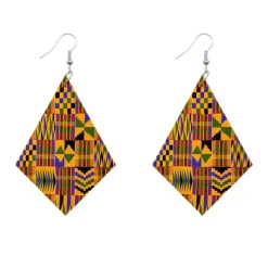 Oorbellen met Afrikaanse print | Ruitvormig - Kente