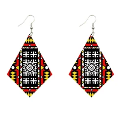 Oorbellen met Afrikaanse print | Ruitvormig - Rood Samakaka
