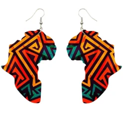 Oorbellen met Afrikaanse print en veelkleurig Afrikaans continent