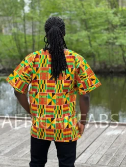 Oranje Kente Dashiki Shirt / Dashiki Jurk - Afrikaans shirt - Unisex