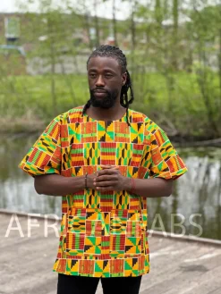 Oranje Kente Dashiki Shirt / Dashiki Jurk - Afrikaans shirt - Unisex