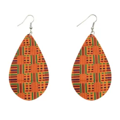 Oranje Kente druppelvormig - Afrikaanse oorbellen