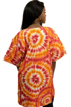 Oranje Tie-dye Dashiki Shirt / Dashiki Jurk - Afrikaans shirt - Unisex