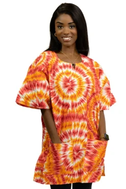 Oranje Tie-dye Dashiki Shirt / Dashiki Jurk - Afrikaans shirt - Unisex
