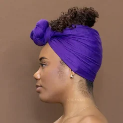 Paarse hoofddoek - Headwrap van stretchy Jersey stof
