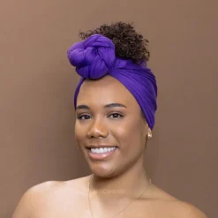 Paarse hoofddoek - Headwrap van stretchy Jersey stof