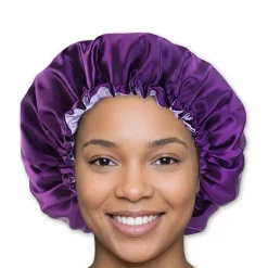 Paarse Satijnen Satijnen Slaapmuts / Haar bonnet van Satijn / Satin hair bonnet