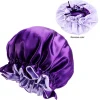 Paarse Satijnen Slaapmuts met randje / Reversible Satin Hair Bonnet / Haar bonnet van Satijn