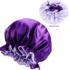 Paarse Satijnen Slaapmuts met randje / Reversible Satin Hair Bonnet / Haar bonnet van Satijn