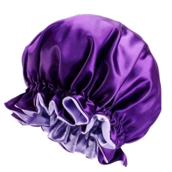 Paarse Satijnen Slaapmuts met randje / Reversible Satin Hair Bonnet / Haar bonnet van Satijn