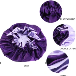 Paarse Satijnen Slaapmuts met randje / Reversible Satin Hair Bonnet / Haar bonnet van Satijn