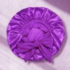 Paarse Satijnen slaapmuts met bandjes (kinderen / kindermaat 3-7 jaar) (Kinder Haar Bonnet)