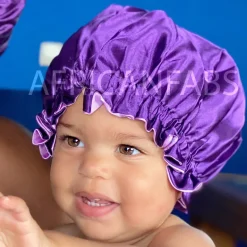 Paarse Satijnen Slaapmuts ( Voor Kinderen van 3-7 jaar ) / Kinder Haar Bonnet van Satijn