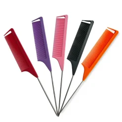 Professionele Pin Tail Comb Scheidingskam - Vlechten Rattenstaart Haarkam - Paars