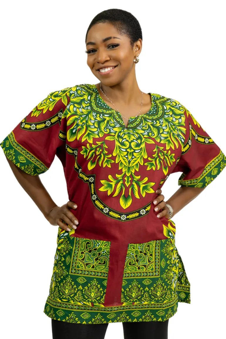 Rode Dashiki Shirt / Dashiki Jurk - Afrikaans shirt - Unisex