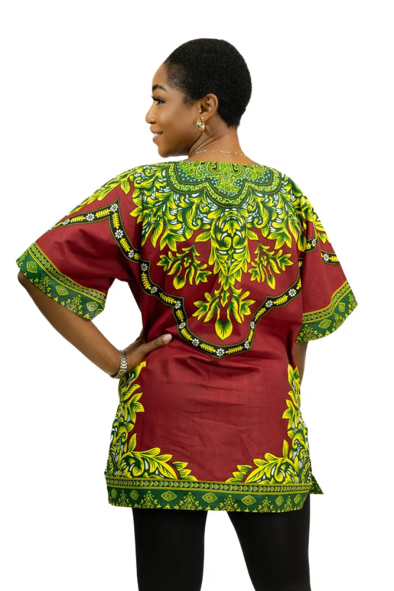 Rode Dashiki Shirt / Dashiki Jurk - Afrikaans shirt - Unisex