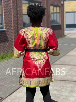 Rode Dashiki Shirt / Dashiki Jurk - Afrikaans shirt - Unisex - Vlisco