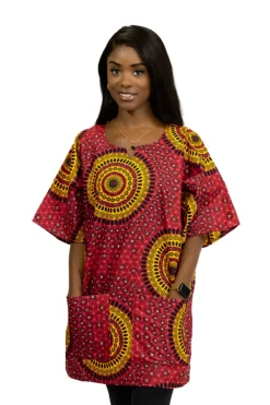 Rode Dotted Patterns Dashiki Shirt / Dashiki Jurk - Afrikaans shirt - Unisex