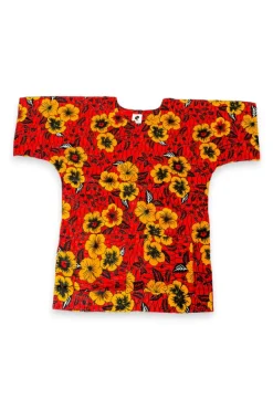 Rode Flowers Dashiki Shirt / Dashiki Jurk - Afrikaans shirt - Unisex