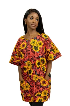 Rode Flowers Dashiki Shirt / Dashiki Jurk - Afrikaans shirt - Unisex