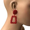Rode grote Chunky Metal Geometric Drop Oorbellen