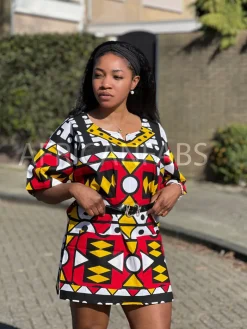 Rode Samakaka Dashiki Shirt / Dashiki Jurk - Afrikaans shirt - Unisex