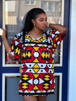 Rode Samakaka Dashiki Shirt / Dashiki Jurk - Afrikaans shirt - Unisex