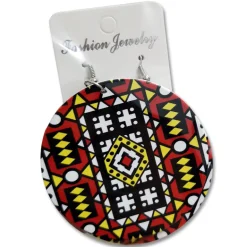 Rode Samakaka print Oorbellen - Afrikaanse Samacaca drop oorbellen