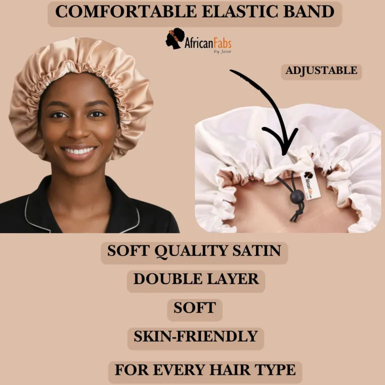 Rode Satijnen Slaapmuts / Haar bonnet van Satijn / Satin hair bonnet