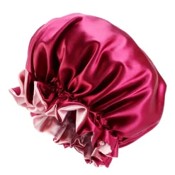 Rode Satijnen Slaapmuts met randje / Reversible Satin Hair Bonnet / Haar bonnet van Satijn