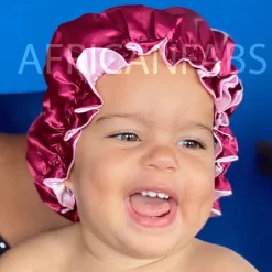 Rode Satijnen Slaapmuts ( Voor Kinderen van 3-7 jaar ) / Kinder Haar Bonnet van Satijn