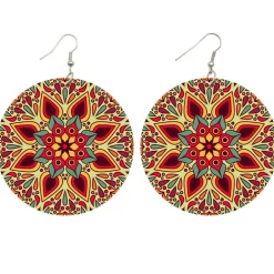 Rood gele flower - Afrikaanse oorbellen
