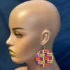 Rood / Groene kente print Oorbellen - Afrikaanse Kente oorbellen