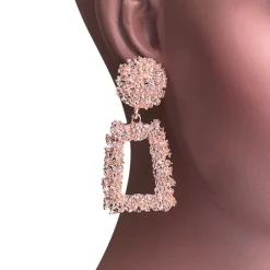 Roségoud grote Chunky Metal Geometric Drop Oorbellen