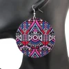Roze / Blauwe tribal print Oorbellen - Afrikaanse drop oorbellen