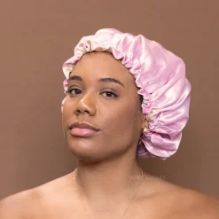 Roze Satijnen Slaapmuts / Haar bonnet van Satijn / Satin hair bonnet