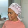 Roze Satijnen slaapmuts met bandjes (kinderen / kindermaat 3-7 jaar) (Kinder Haar Bonnet)