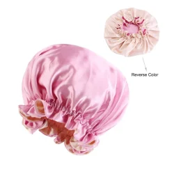Roze Satijnen Slaapmuts met randje / Reversible Satin Hair Bonnet / Haar bonnet van Satijn