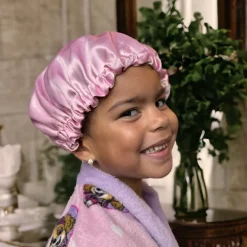 Roze Slaapmuts ( Kindermaat 3-7 jaar ) Satijnen Hair Bonnet Verstelbaar