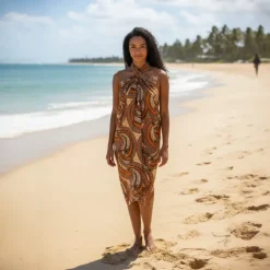 Sarong / pareo / pangi katoen - Strandkleding wikkelrok / omslagdoek / baby wrap - Beige Feather