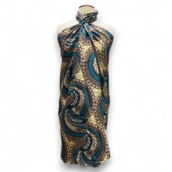 Sarong / pareo / pangi katoen - Strandkleding wikkelrok / omslagdoek / baby wrap - Beige Blauwe Feather