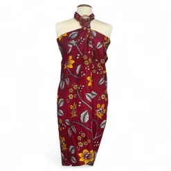 Sarong / pareo / pangi katoen - Strandkleding wikkelrok / omslagdoek / baby wrap - Rode Flower stems