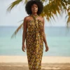 Sarong / pareo / pangi katoen - Strandkleding wikkelrok / omslagdoek / baby wrap - Bruine Hexagon
