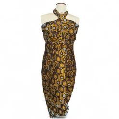 Sarong / pareo / pangi katoen - Strandkleding wikkelrok / omslagdoek / baby wrap - Bruine Hexagon