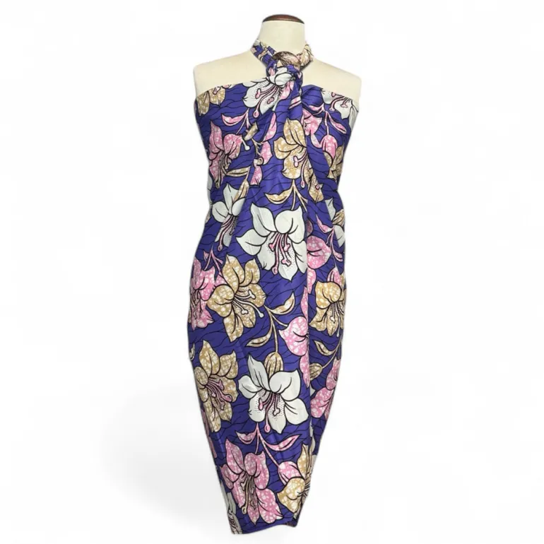 Sarong / pareo / pangi katoen - Strandkleding wikkelrok / omslagdoek / baby wrap - Paarse Flowers