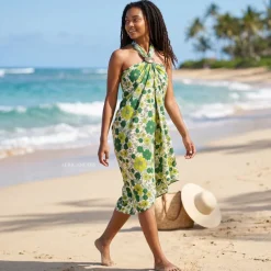 Sarong / pareo / pangi katoen - Strandkleding wikkelrok / omslagdoek / baby wrap - Groene flower