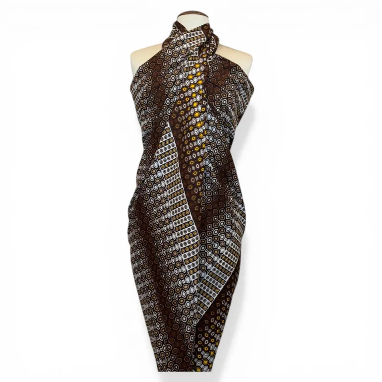 Sarong / pareo / pangi katoen - Strandkleding wikkelrok / omslagdoek / baby wrap - Bruin Crème geometrische stippen en strepen