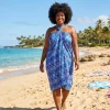 Sarong / pareo / pangi katoen - Strandkleding wikkelrok / omslagdoek / baby wrap - Blauwe Bogolan iconen